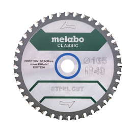LÂMINA DE SERRA "STEEL CUT/SANDWICH PANEL - CLASSIC", 165X20 Z40 FZ/FA 4° - METABO