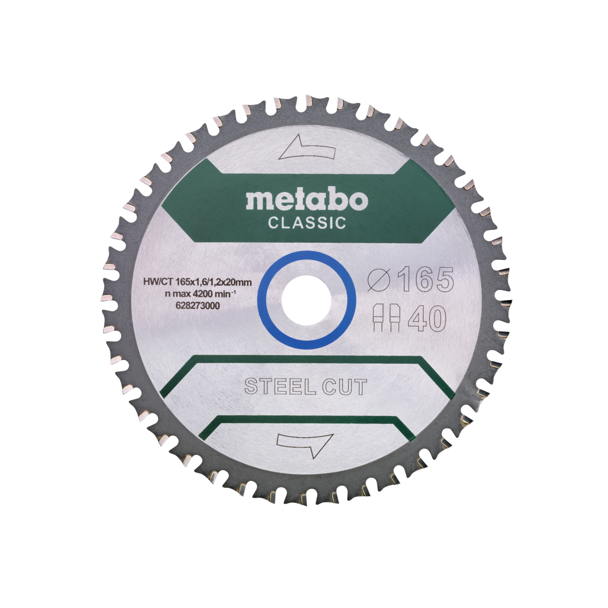 LÂMINA DE SERRA "STEEL CUT/SANDWICH PANEL - CLASSIC", 165X20 Z40 FZ/FA 4° - METABO