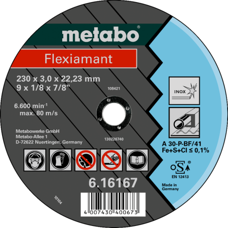 DISCO FLEX 180X3.0X22.2 INOX - METABO