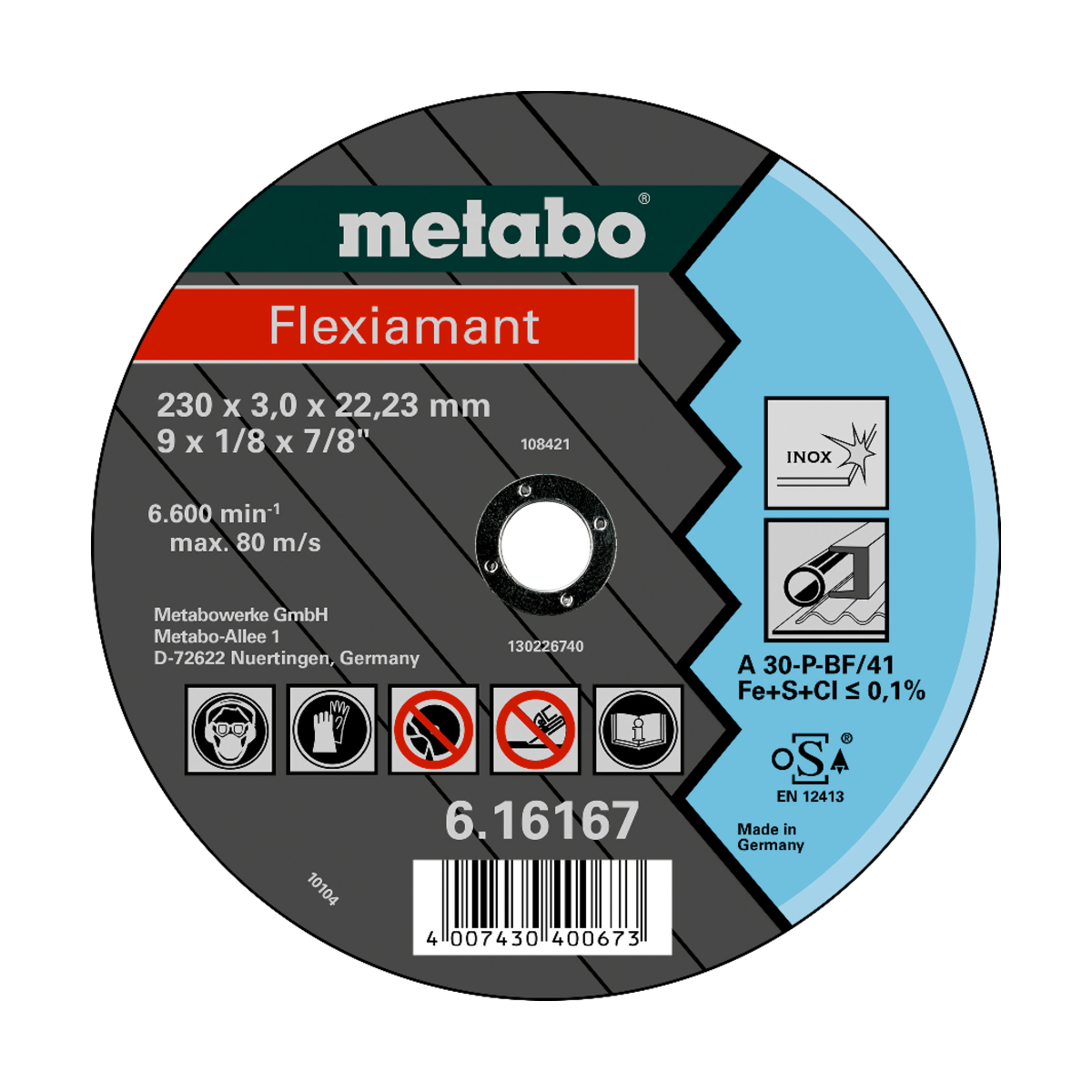 DISCO FLEX 180X3.0X22.2 INOX - METABO