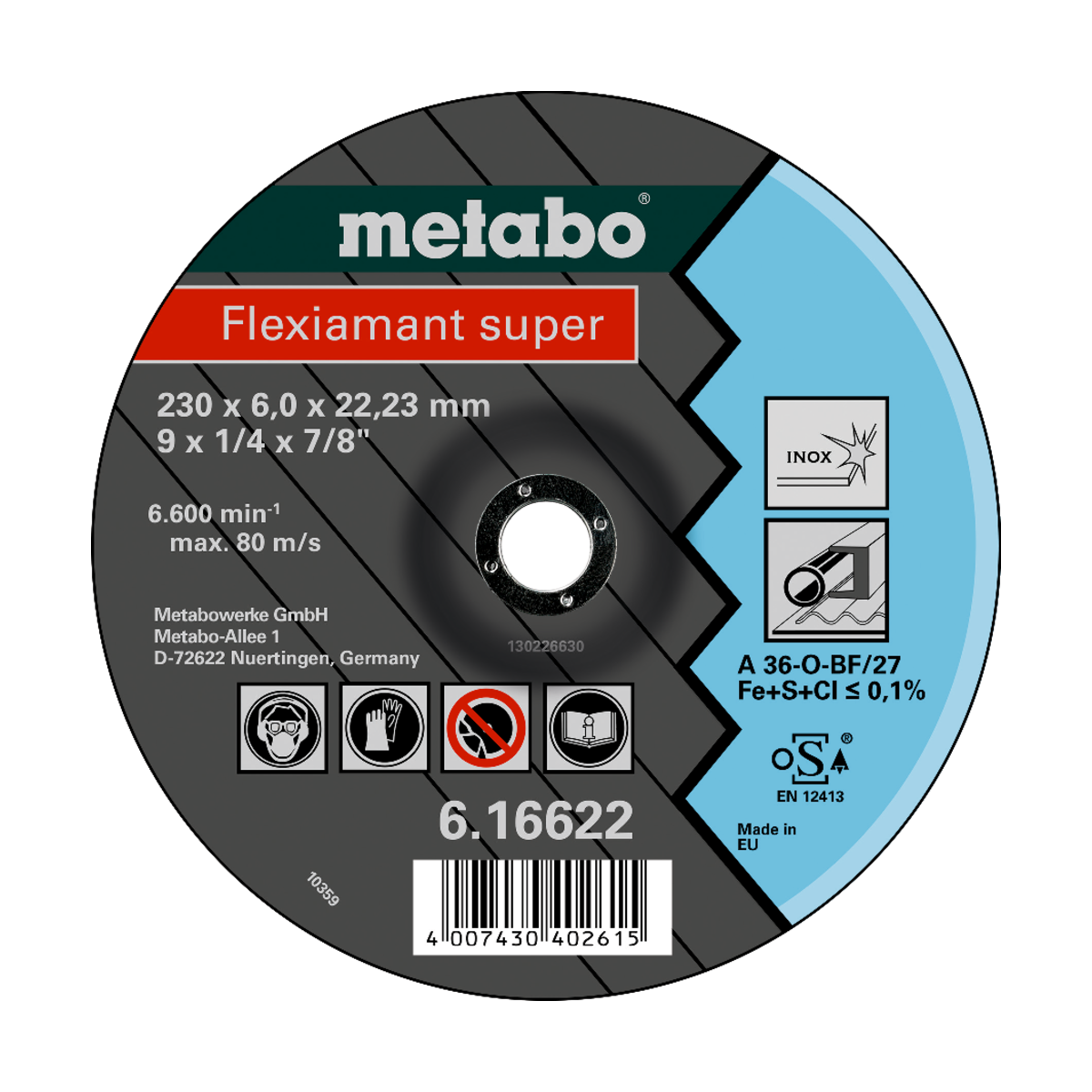 DISCO FLEX 180X6.0X22.2 INOX - METABO