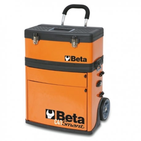 CAIXA PARA FERRAMENTAS TIPO TROLLEY COM 2 MÓDULOS - C41S - BETA |C41S_LARANJA