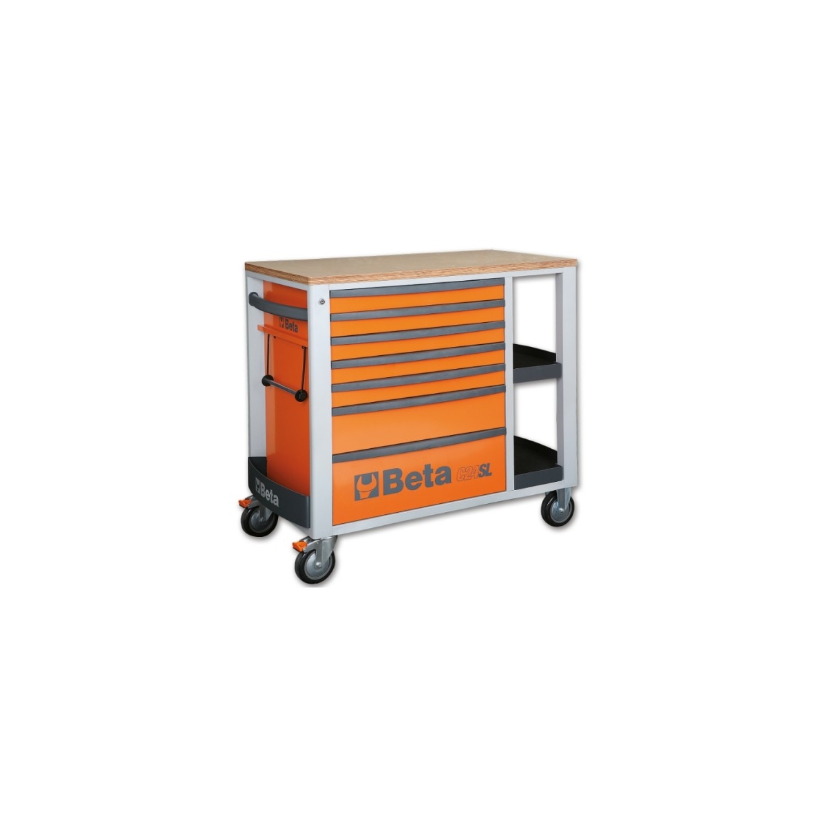 CARRO PARA FERRAMENTAS 7 GAVETAS COM PLANO LATERAL - C24SL - BETA |C24SL_LARANJA