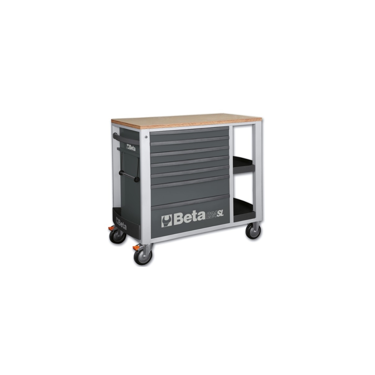 CARRO PARA FERRAMENTAS 7 GAVETAS COM PLANO LATERAL - C24SL - BETA |C24SL_CINZA