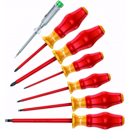 CONJUNTO DE CHAVES FENDA E PHILLIPS 1160I/7 VDE COM CHAVE TESTE - WERA |05031575001a