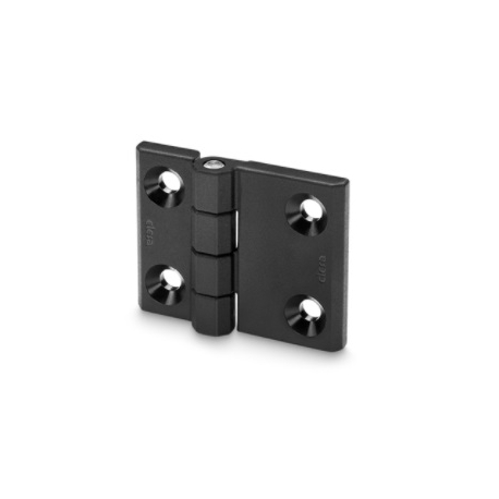 DOBRADIÇA EM TECNOPOLÍMERO MODELO CFM-L-B, ALONGADA EM UM DOS LADOS, COM FURO PASSANTE PARA PARAFUSO CABEÇA ESCAREADA -  (Tamanh