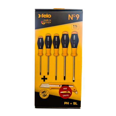 CONJUNTO DE CHAVES FENDA MODELO Nº9 COM ESTILETE - FELO