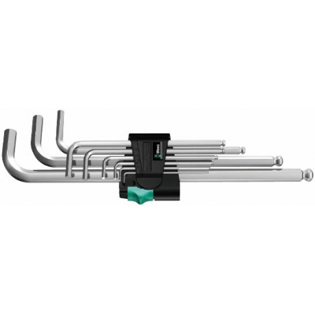 CONJUNTO DE CHAVES ALLEN CROMADO 950/9 HEX-PLUS MÉTRICO - WERA