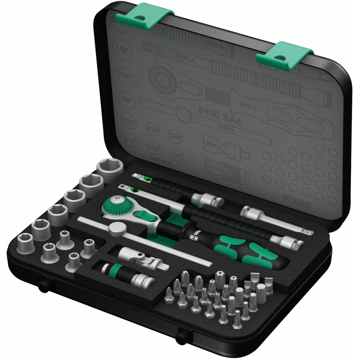 CONJUNTO DE CATRACA ZYKLOP IMPERIAL 1/4" 41 PÇS MODELO 8100 SA 4 - WERA