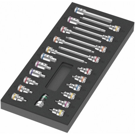 CONJUNTO DE SOQUETES 3/8" COM ADAPTADOR 1/4" ZYKLOP B COM EVA 1, 22 PEÇAS - WERA