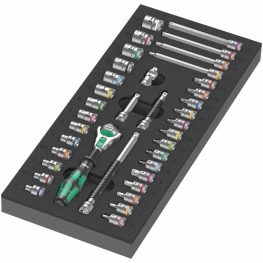CONJUNTO DE SOQUETES COM CATRACA 8000 A ZYKLOP 1/4" COM EVA 1, 37 PEÇAS - WERA