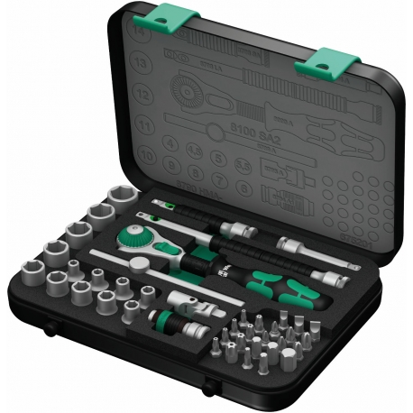 CONJUNTO CATRACA ZYKLOP 8100 MÉTRICO 1/4", 42 PEÇAS - WERA