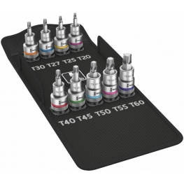 CONJUNTO DE SOQUETES 8767 C TORX HF 1 ZYKLOP 1/2", 9 PEÇAS - WERA