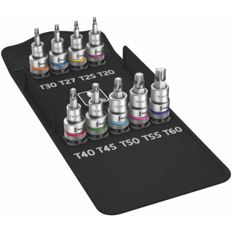 CONJUNTO DE SOQUETES 8767 C TORX HF 1 ZYKLOP 1/2", 9 PEÇAS - WERA