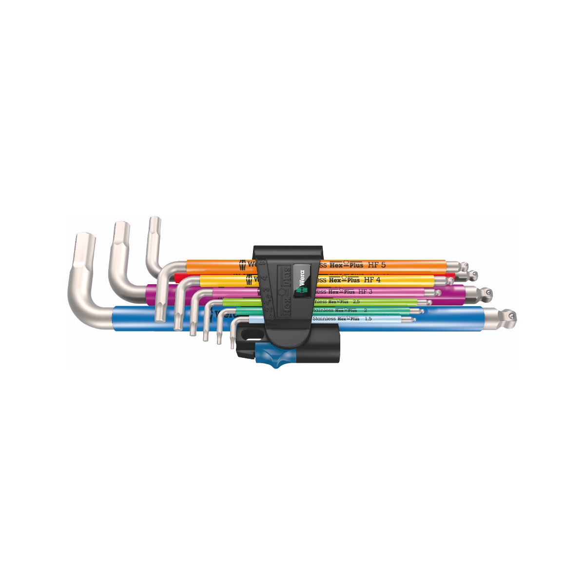 CONJUNTO DE CHAVES 3950/9 ALLEN HEX-PLUS MULTICOLOR HF INOX 1 MÉTRICO, 9 PEÇAS - WERA