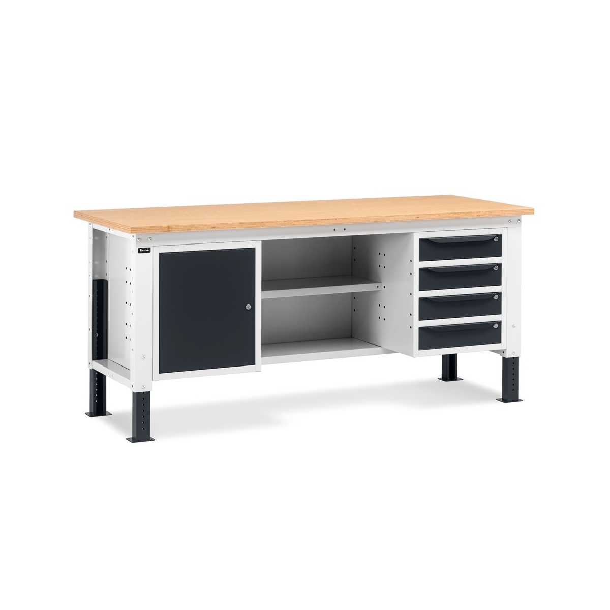 BANCADA COM 4 GAVETAS, 1 ARMÁRIO COM PORTA E 2 PRATELEIRAS SÉRIE WORK UP - FAMI