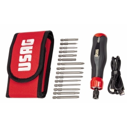 CONJUNTO CATRACA PORTA BITS ELÉTRICO COM ESTOJO 324XP/B16, 16 PEÇAS - USAG