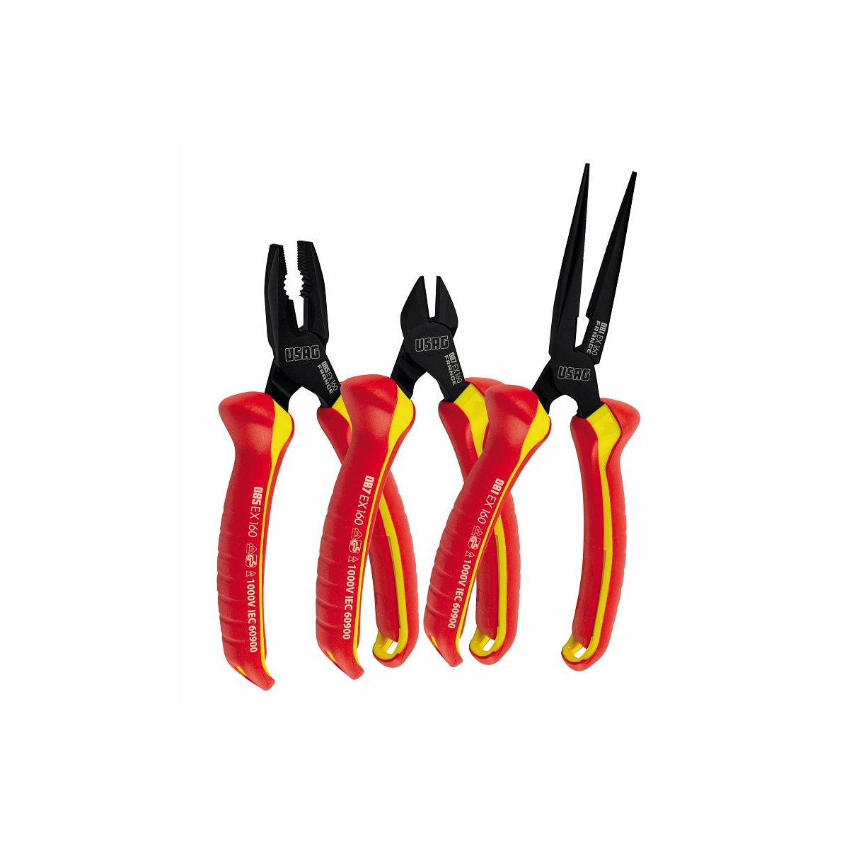 CONJUNTO COM ALICATE COMBINADO, PONTA FINA E DE CORTE DIAGONAL ISOLADOS 1000V, 3 PEÇAS - USAG |US00850121.jpg