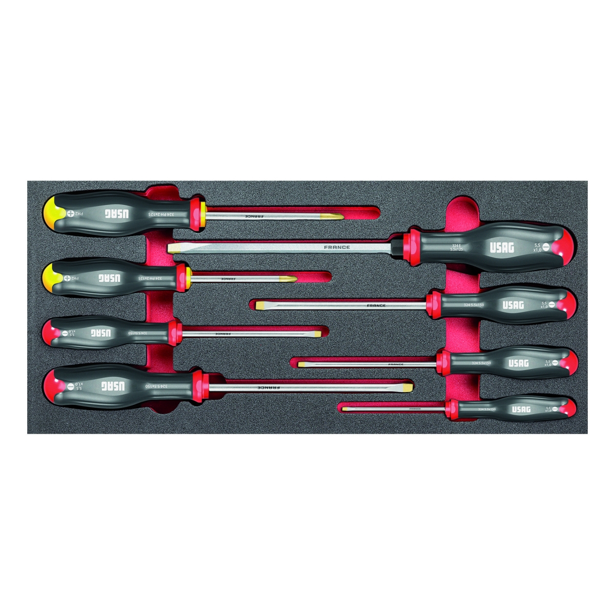 CONJUNTO DE CHAVES FENDA/PHILIPS 519M 324H EM EVA, 8 PEÇAS - USAG
