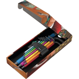ESPECIAL DE NATAL 2023 CONJUNTO DE CHAVES L 950/9 HEX-PLUS MULTICOLOR 1 MÉTRICO BLACKLASER, 9 PEÇAS - WERA