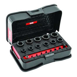 CONJUNTO DE BITS E SOQUETES ESPECIAL PARA PARAFUSOS E PORCAS HEXAGONAIS DANIFICADOS 458 S20, 20 PEÇAS - USAG