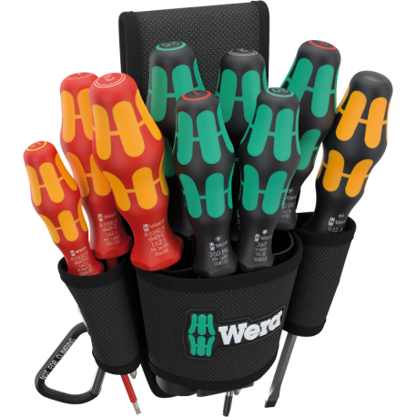 CONJUNTO DE CHAVES 9620/1 COM COLDRE DE CINTO, 10 PEÇAS - WERA