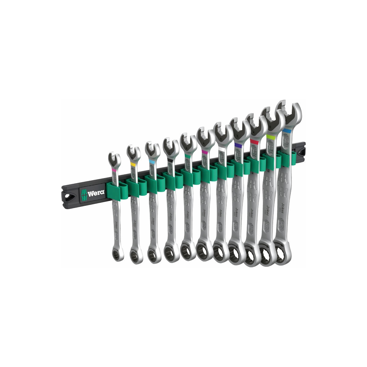 Trilho magnético 6000 Joker 1 Conjunto de chaves combinadas com catraca, 11 peças. - WERA