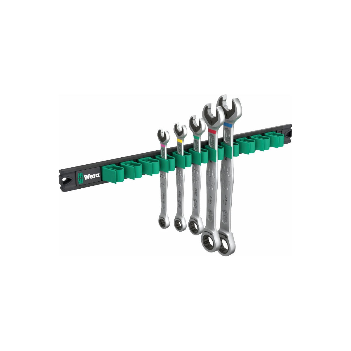 Trilho magnético 9631 Joker 2 Conjunto de chaves combinadas com catraca, 5 peças. - WERA