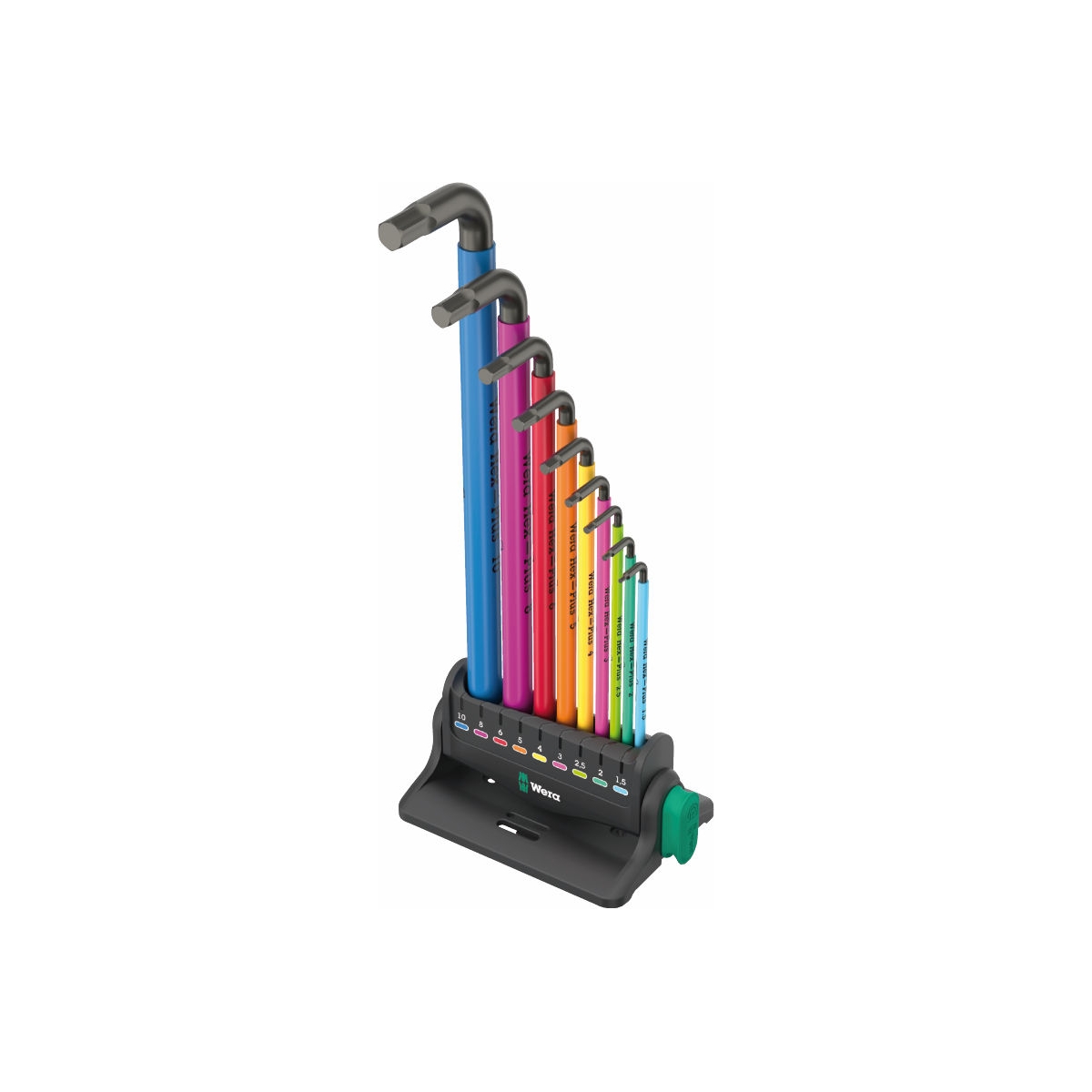Conjunto de 10 peças de chaves L 950/9 Hex-Plus Multicolour 3, métricas, BlackLaser. - WERA