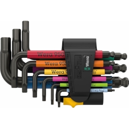 Conjunto de 9 peças de chaves L 950/9 Hex-Plus Multicolor Imperial 3, tamanho imperial, BlackLaser. - WERA