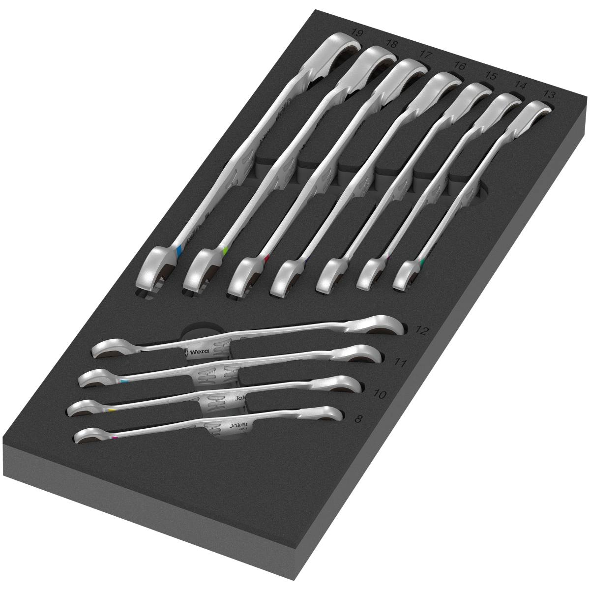 CONJUNTO CHAVE COMBINADA 11 PEÇAS 6001 JOKER 9733 INSERÇÃO DE ESPUMA 1 - WERA - WERA